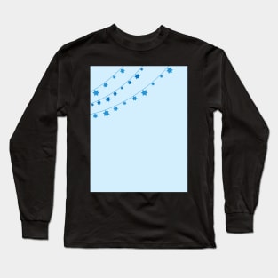 Light Blue Background and Star of David Bunting Long Sleeve T-Shirt